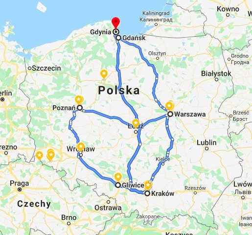 mapka polski z trasami